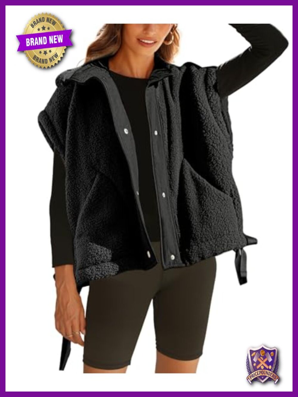 Fuzzy Fleece Vest Sleeveless Button Sherpa Gilet Warm Winter
